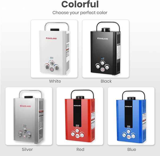 GASLAND BE158B CSA Certified Portable Tankless Water Heater – Features Digital Display & Multi-Protection, 1.58 GPM Propane Hot Water for Outdoor & Mobile Use – Black