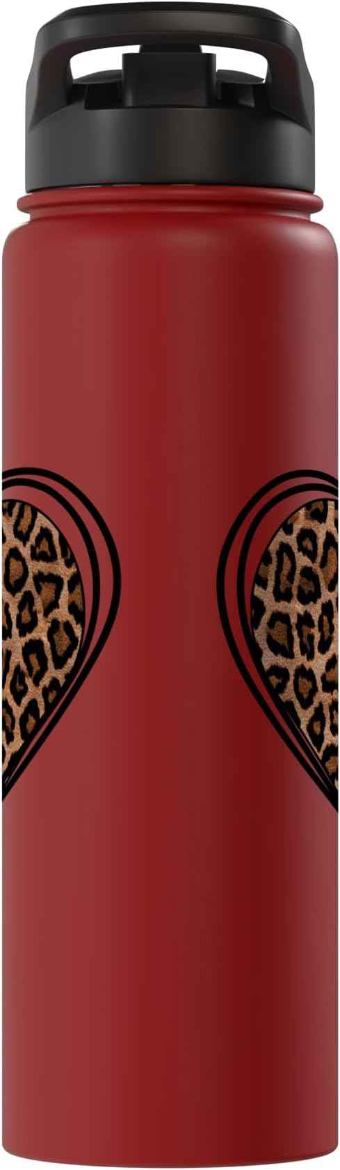 Heart Shape - Cute Cheetah Leopard Print Graphic Stainless Steel Insulated Water Bottle