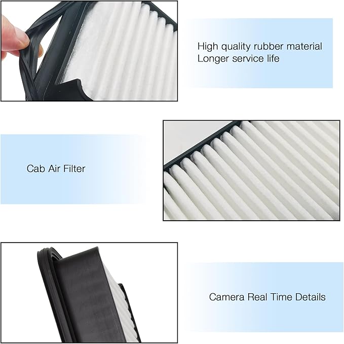 Cab Air Filter Kit,T1855-71600 Air Filter,6A671-75090 Filter Element Replacement for Kubota Tractor SVL75-2C/75C/90-2C/90C（Filter and Replacement）