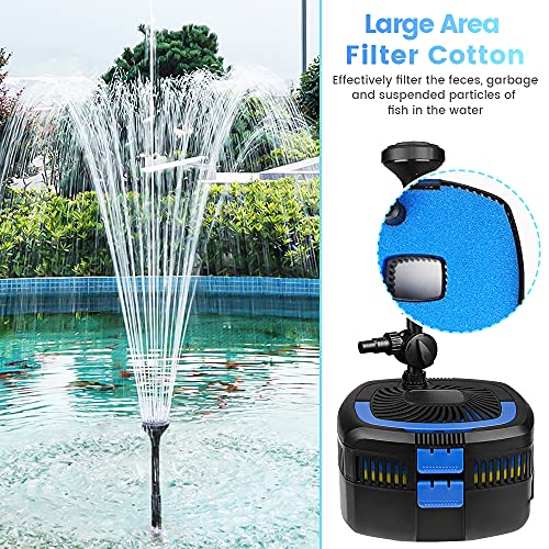All-in-One Pond Filter Fountain Kits,950 GPH Pond Water Pump