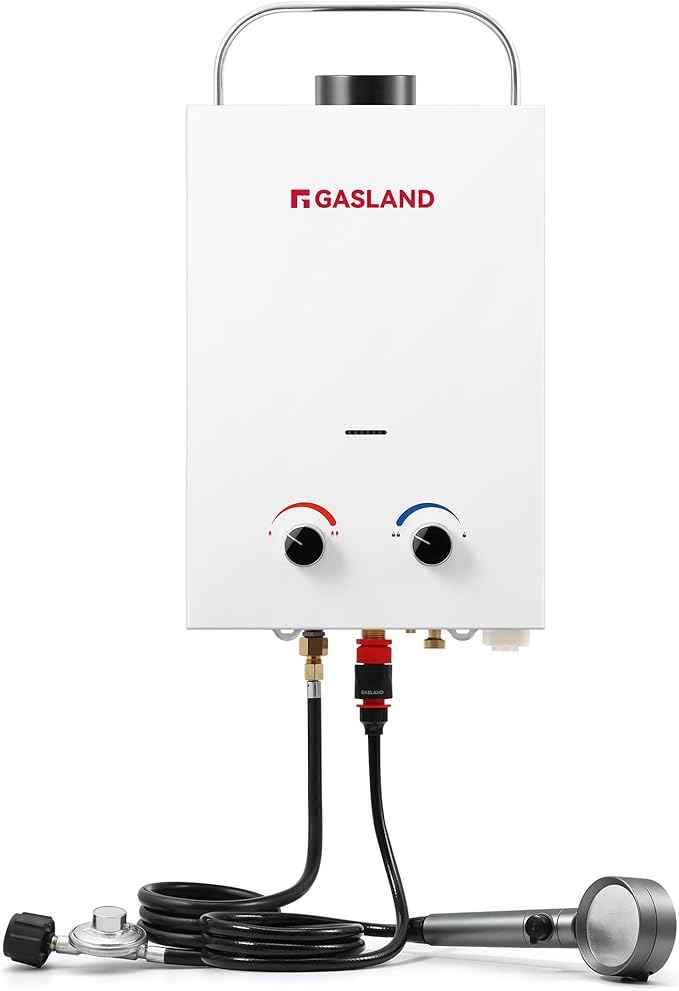 GASLAND Outdoors BS158 1.58GPM 6L Portable Gas Water Heater, Propane Tankless Water Heater,RV Camping, Overheating Protection, Easy to Install