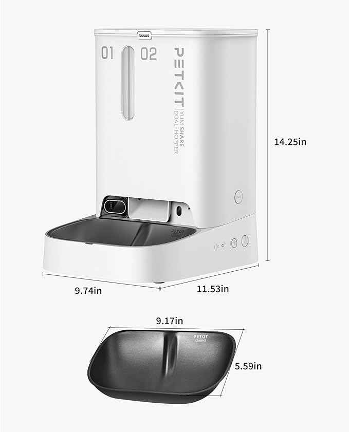 PETKIT Automatic Cat Dog Feeder with Camera, AI-Powered Motion Capturing, 1080P HD Video with Night Vision, 2.4G WiFi Pet Feeder with 2-Way Audio, Dual Hopper Pet Food Dispenser with Desiccant