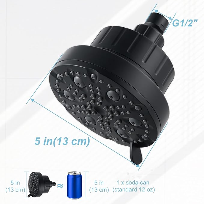 OFFO Filtered Shower Head, 20 Stage Shower Filter Head for Hard Water with Pause Mode, 9 Modes High Pressure Shower Head with Filter for Remove Chlorine and Harmful, Matte Black - AquaVibe