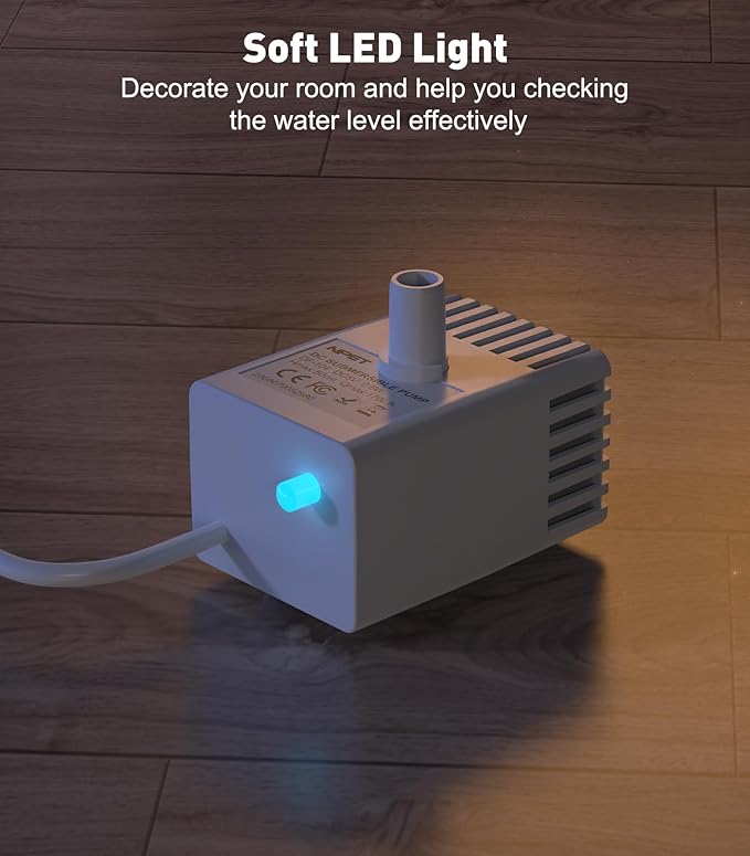 NPET Pet Water Fountain Water Pump with LED Light for WF020/WF050/WF210 Cat Fountain