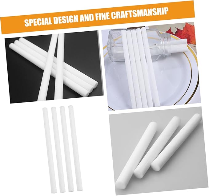 PRETYZOOM 50pcs Diffuser Sticks High Absorption Humidifier Refill for Essential Oils Replacement Wicks for Home Car and Travel Use - AquaVibe