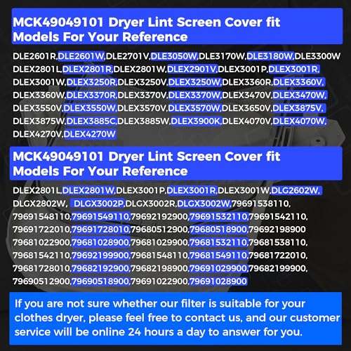 ADQ56656401 Dryer Lint Filter Stainless Steel Mesh With MCK49049101 Lint Trap Cover Housing For LG & Kenmore Dryer Lint Screen Replacement