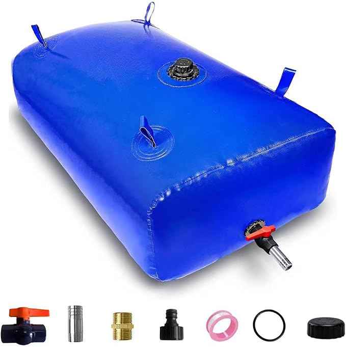 240 L/63 Gal Water Bladder Tank, Foldable Portable Water Storage Container, Emergency Water Bag for RV, Truck Bed, Fire Prevention, Drought Resistance, Blue