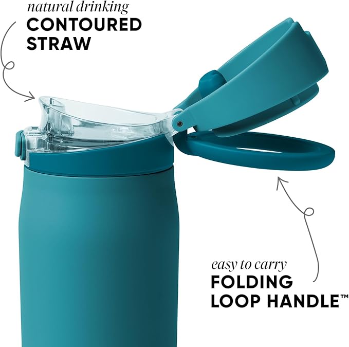 Simple Modern Mesa Loop Water Bottle with Covered Straw and Handle | 24oz Cup Holder Friendly Insulated Stainless Steel Bottles for Travel, Sports and School | Maui