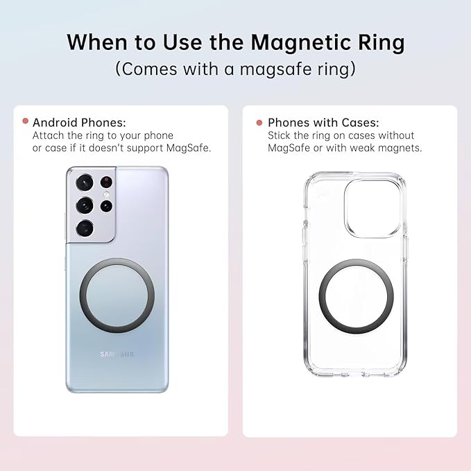 Insulated Magnetic Water Bottle - Reusable Stainless Steel Bottle with MagSafe Compatible Phone Holder - Keeps Cold for 24 Hours - Perfect for Gym, Sports, and Travel - Pink 24oz