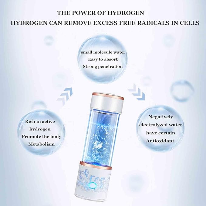 300mL Capacity Portable Hydrogen Water Ionizer Machine, 1000-5000PPB Electrolysis Technology, Hydrogen Water Generator, Relieve Fatigue, Improve Water Quality