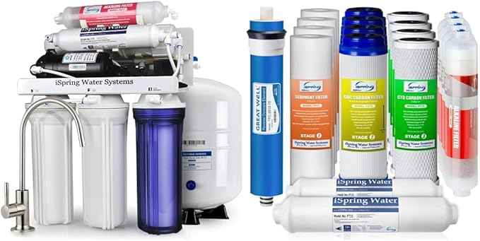 iSpring RCC7P-AK 6-Stage Reverse Osmosis System Under Sink with Alkaline Water Filter and Pump, pH+, 75 GPD, TDS Reduction, RO Drinking Water Filtration System & F19K75 2-Year Replacement Supply Set