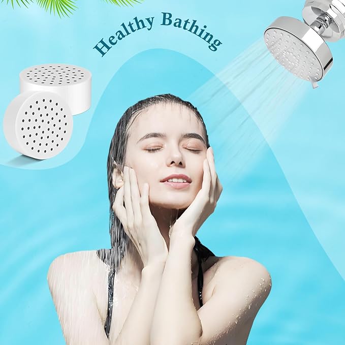 Shower Filter compatible with Brondell FF-30 Universal Compact Shower Filter Replacement, (15 Stage Filters),for Hard Water - Filters Chlorine -4 Pack