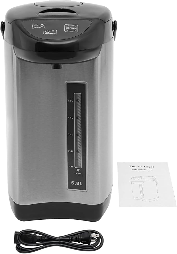 Electric Kettle, 5.8 L/196 Oz Electric Hot Water Urn Pot Dispenser, 304 Stainless Steel Water Boiler Warmer, 110V 750W Multi-Function Smart Kettle with Removable Water Tank for Offices Home (Black)