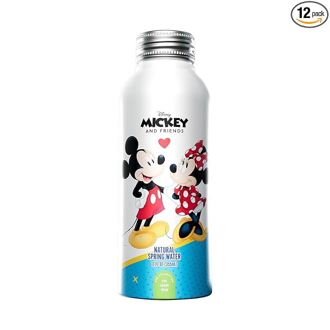 Disney Mickey and Minnie Mouse Aluminum Water Bottle for Unisex - 12 x 12 oz Water