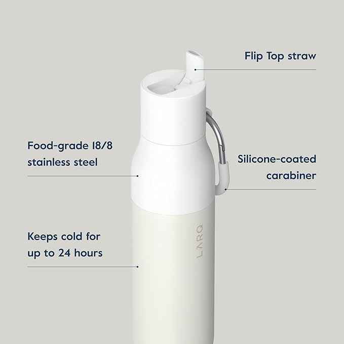 LARQ Bottle Flip Top 25oz, GW + PureVis Cap + Filter Straw Bundle