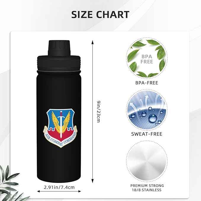 ETHORY Acc Shield Water Bottle 18OZ Stainless Steel Insulated Water Bottles With Spout Lid Sports Keep Cold and Hot Water Bottle For Biking Hiking