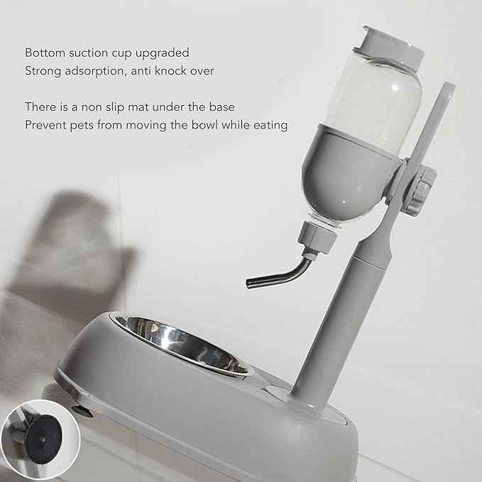2 in 1 500ml Large Dog Water Bowl Dispenser, PP and ABS Automatic Dog Water Dispenser, Adjustable Pet Standing Water Dispenser Bowl for Cats and Others, 11 x 7.7 x 15.4in