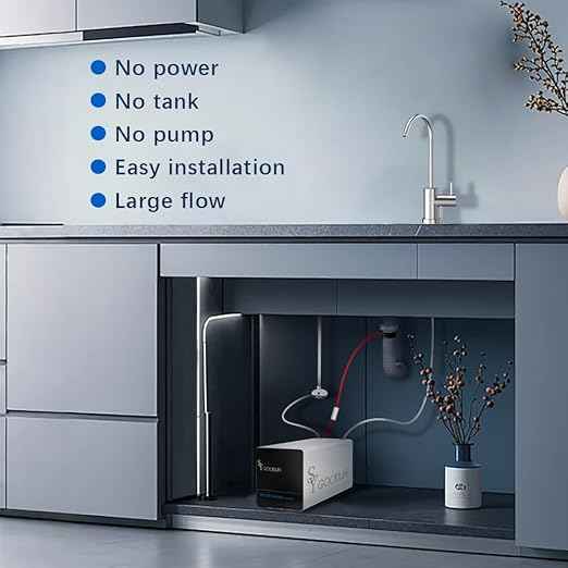 SY GOODLIFE DF-56 Reverse Osmosis System, Tankless,not Require Electricity Reverse Osmosis Water Filter, Under Sink RO System, 2:1 Pure to Drain，0 Power Consumption