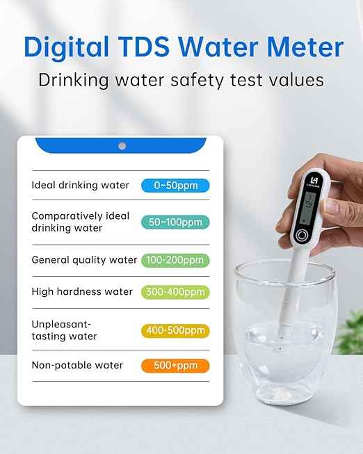 4 in 1 TDS Meter, 0-9999 PPM, Water Tester for Drinking Water, TDS Water Tester/EC/Temp(℃,℉), Pure Titanium Probe, High Precision Pen-Style Water Quality Meter, Ideal for Digital Water Quality Tester