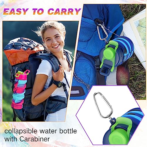 20 Pack Collapsible Water Bottles Bulk Foldable Water Bottles 17oz Silicone Portable Leak Proof Reusable Sports with Clip for Travel Hiking Camping Outdoor (20 Count)