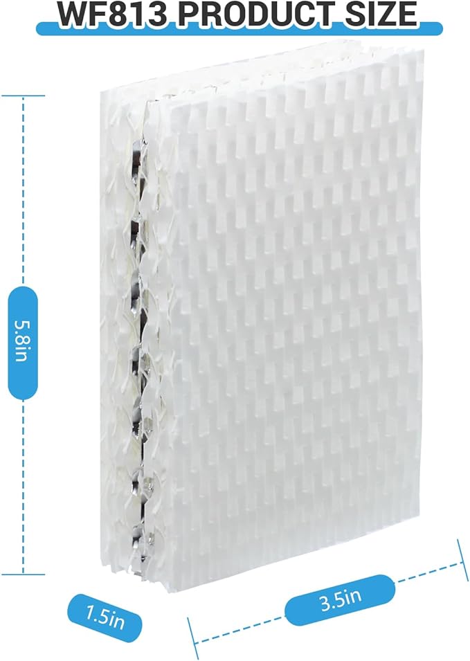 WF813 Humidifier Filter Compatible with Equate EQWF813, EQ-2119-UL, Relion RCM-832N RCM832, ProCare PCWF813, PCCM-832N, Cool Mist Humidifier Replacement Wick Filter 6 Pack