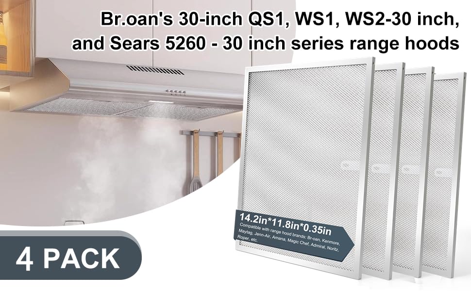 BPS1FA30 Range Hood Grease Filter 11 (4 Count)