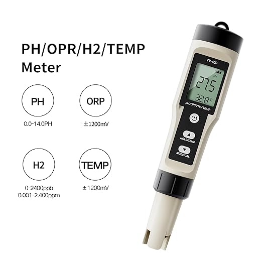 ZuanXin PH Meter, 4 in 1 Digital Water Quality Tester with PH/ORP/Temp/H2, PH Tester for Drinking Water, Swimming Pools, Hot Tubs, and Spas