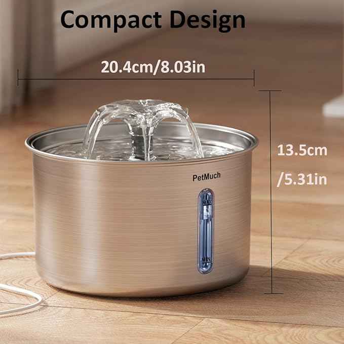 Cat Water Fountain Stainless Steel, 102oz/3L Automatic Pet Water Fountain with 6 Replacement Filters & 6 Pre-Filter Sponges for Cats, Dogs (Cat Fountain + 6 Filters + 6 Sponges)
