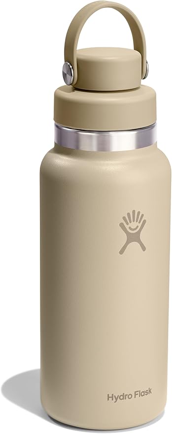 Hydro Flask Water Bottle - Insulated Stainless Steel - Wide Mouth Flex Chug Lid, Non Spill, Leakproof in 32 Oz Tonal Oat Tan