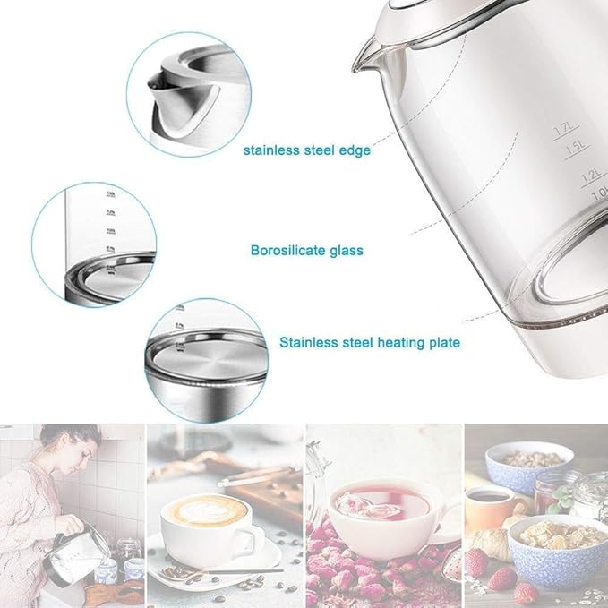 Kettles 1.8L Glass Electric Kettle,1800W Eco Water Kettle With Illuminated Led Heating (Color : White) Present (Black)