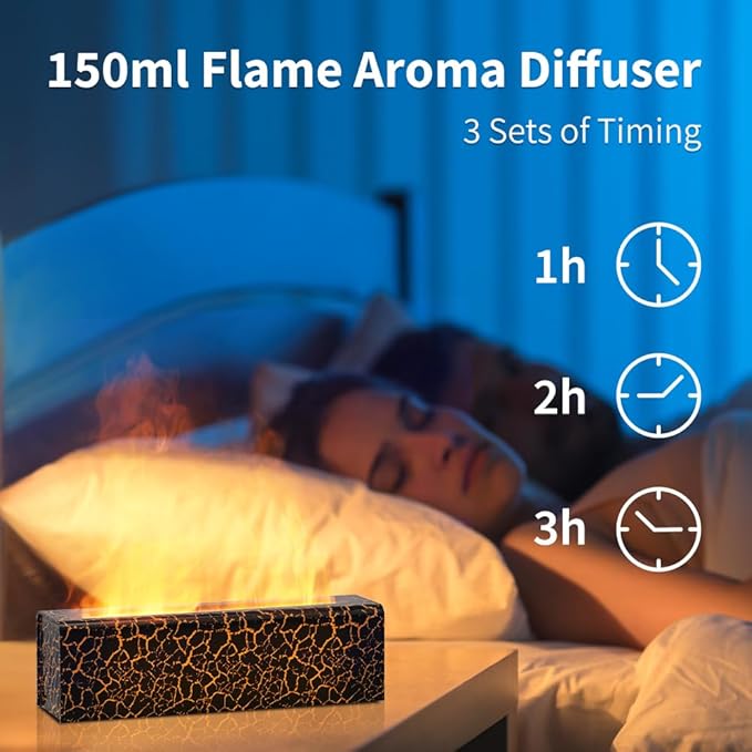 Colorful Flame Diffuser with 7 Colors, Colorful Volcano Flame Aroma Diffuser Humidifier with Waterless Auto-Off Protection for Spa Home Yoga Office Bedroom