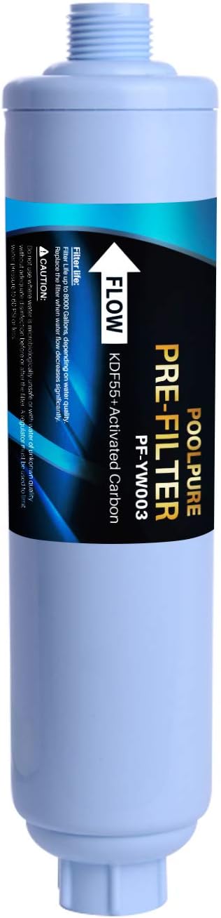 POOLPURE Garden Hose End Pre Filter for Pool, Hot Tub, Spa, Greatly Reduces Chlorine, Heavy Metals, Odor, Fits Any Standard 3/4