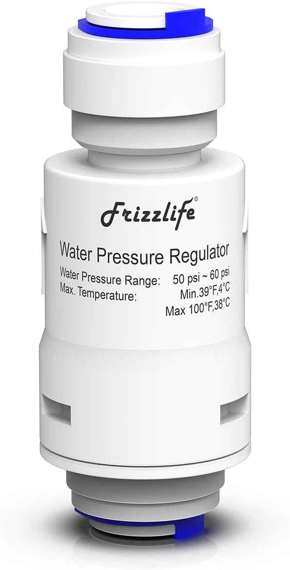 Frizzlife PRV3 Water Filter Pressure Regulator Protection Valve For Reverse Osmosis & Water Filter System, 60PSI, 3/8” Quick Connect Push Fit