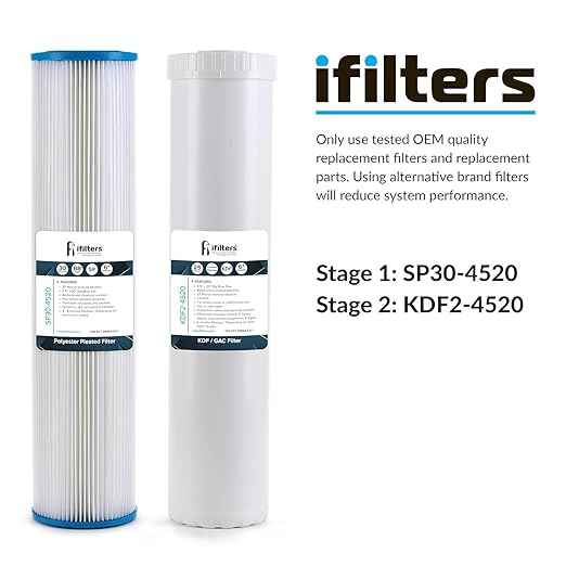 iFilters 2-Stage 20″ Well Water Whole House Filtration System | Dual-Stage Sediment & GAC/KDF Filters | Reduces Rust, Iron Sediment, Chlorine, Odor & Taste | 1″ Ports