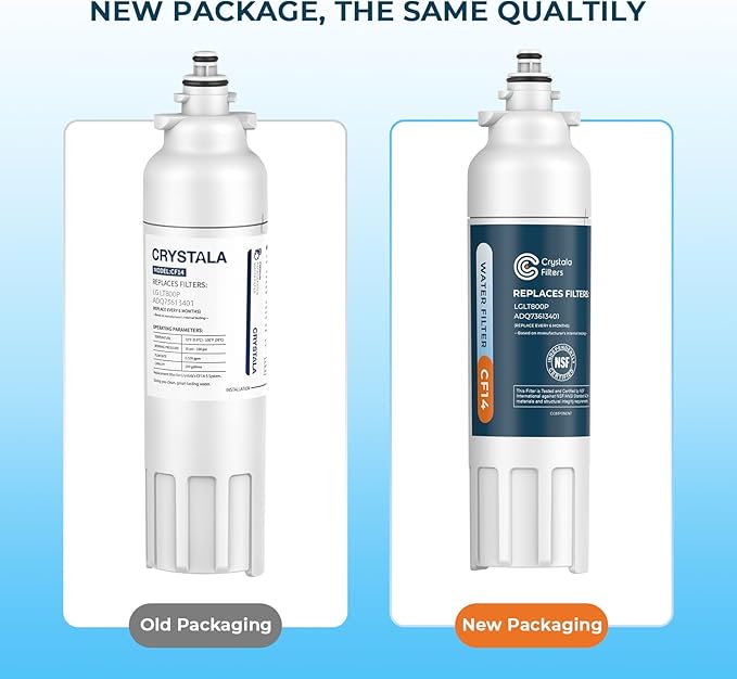 Crystala Filters LT800P Refrigerator Water Filter, Compatible with LT800P, ADQ73613401, ADQ73613402, ADQ73613408, ADQ75795104, Kenmore 9490, 46-9490, LSXS26326S, LMXC23746S, LMXC23746D (Pack of 3)
