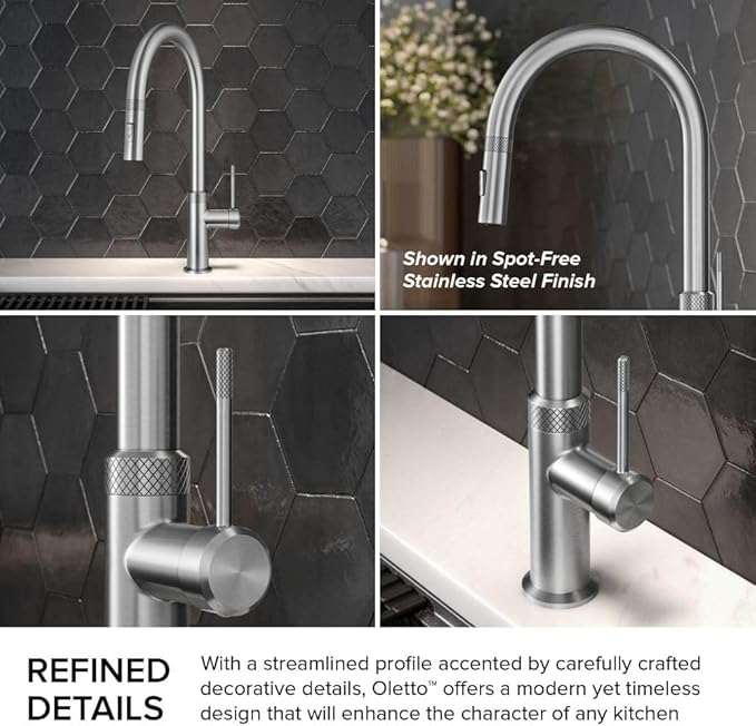 KRAUS Oletto Modern Industrial Pull-Down Single Handle Kitchen Faucet in Matte Black, KPF-2654MB