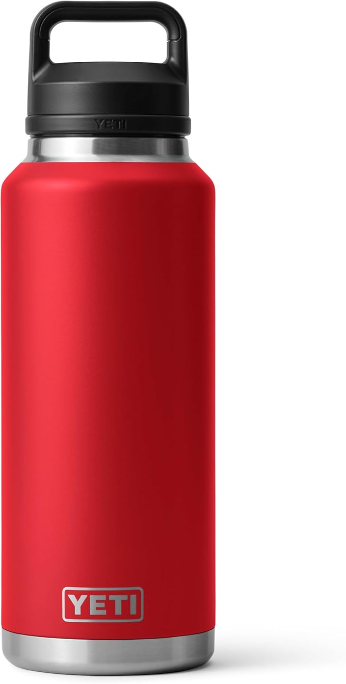 YETI Rambler 46 oz Bottle, Leakproof, Vacuum Insulated, Stainless Steel with Chug Cap, Rescue Red