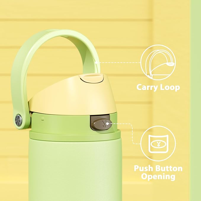 24 oz Insulated Water Bottle with Straw: Meoky Stainless Steel Metal Water Bottle with 2-in-1 Lid - Leak Proof, Cold for 24 Hours, Protective Silicone Base, BPA-Free for Sports Travel Car, Sprout
