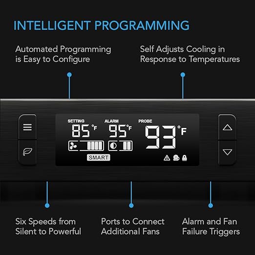 AC Infinity AIRCOM T9, Quiet Cooling Fan System 17" Top-Exhaust for Receivers, Amps, DVR, AV Cabinet Components