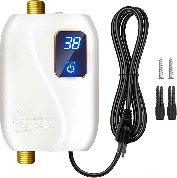 110V Tankless Water Heater Electric, 3000W Tankless Electric Water Heater Instant, Under Sink Water Heater with Digital Display, On Demand Hot Water Heaters Electric for Kitchen Washin Bathroom