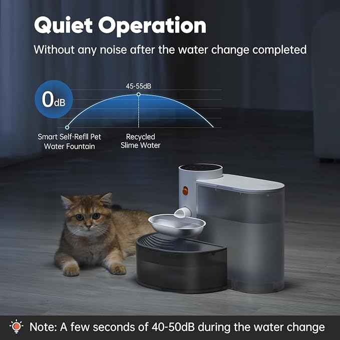 Petgravity Smart Cat Water Dispenser - Stainless Steel Water Bowl, Self-Refill Cat Water Fountain Automatic Water Dispenser for Cats & Small Dogs, 3.5L/118.4oz