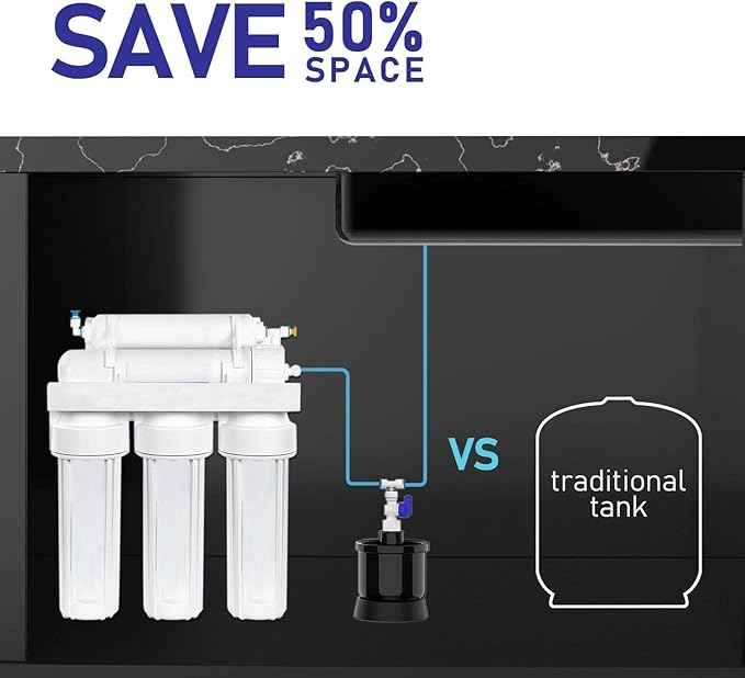 Frizzlife MWT3 Pressure Mini Water Tank for PD400, PD500, PD600, PX500, PX500-A, 0.13 Gallon Small Pressuized Storage Water Tank for Tankless Reverse Osmosis System G2, P600,G3, with 1/4" Ball Valve