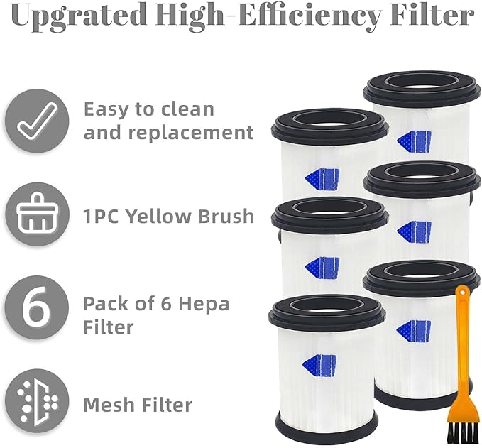 High-Efficiency Filter Replacement for TMA T120 T121 T151 T150 T220 T210 T181 T180 T220 Cordless Vacuum Cleaner/INSE N5S N5T S6T S6P Pro S610-8 pack+1pc brush - AquaVibe