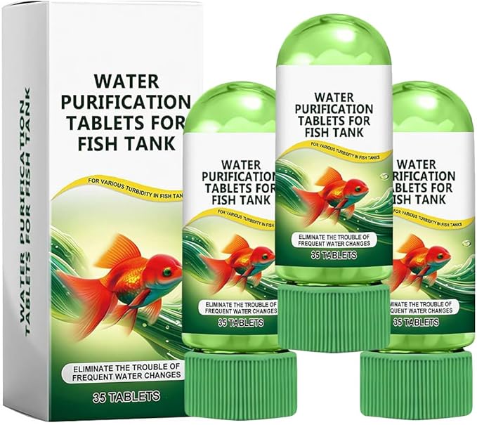 3PC Water Purification Tablets for Fish Tank,Powerful Aquarium Water Purification Tablet for Fish Tank,Efficient Clear Turbidity & Improve WaterQuality,Remove All Kinds of Turbidity from FishTankWater