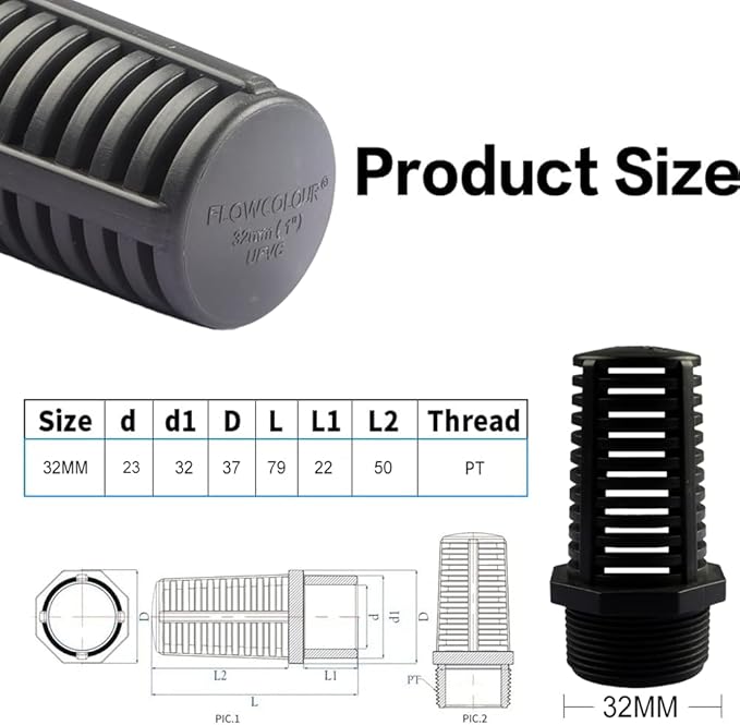 TOMEX 1 Inch Threaded Suction/Overflow Strainer, Screen Strainer 1 Inch (2 Pack)