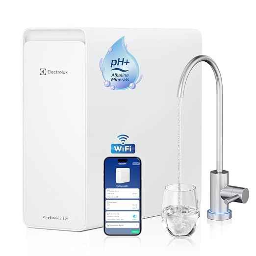Electrolux Alkaline Mineral pH+ Tankless Reverse Osmosis System, 800GPD RO System Under Sink with App Monitor, 10-Stage Reverse Osmosis Water Filter, PFOS&PFOA Reduction, 3:1 Pure to Drain