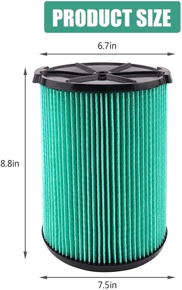 2 Pack VF6000 5-Layer Pleated Replacement Vacuum Filter Compatible for Ridgid Shop Vac 5-20 Gallon Wet/Dry Vacuums,Fit for Husky 6-9 Gallon Vacs - AquaVibe
