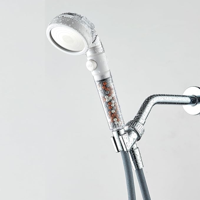 Filtered Shower Head with Handheld - High Pressure Mineral ShowerHead with Filters for Hard Water - Reduces Dry Itchy Skin, Easy Instal, 4 Modes, Water Saving, Durable, Detachable anti blocking