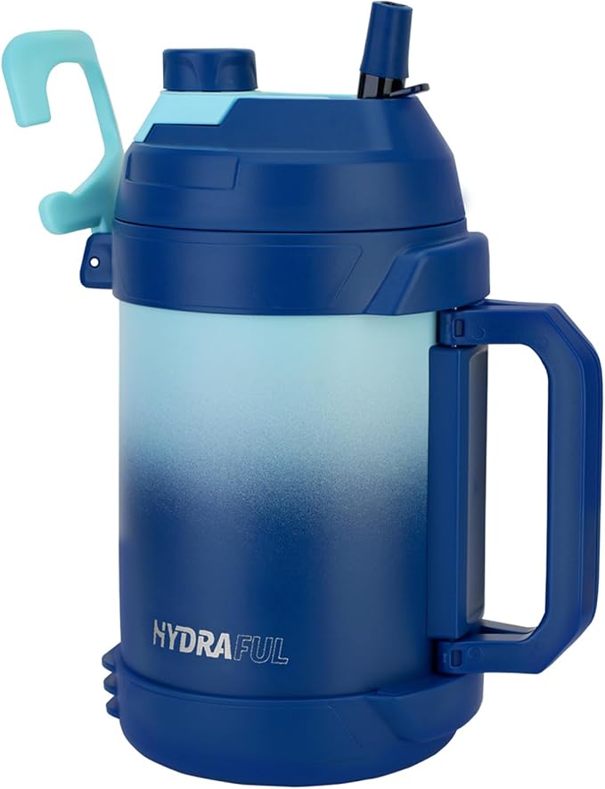 Hydraful Gallon Water Bottle, 128 oz Large Insulated Stainless Steel Sports Water Jug, Large Triple Wall Vacuum Insulation Water Bottle-Keeps Cold up to 48 Hrs-Sweat Proof, for Gym, Hiking & Camping