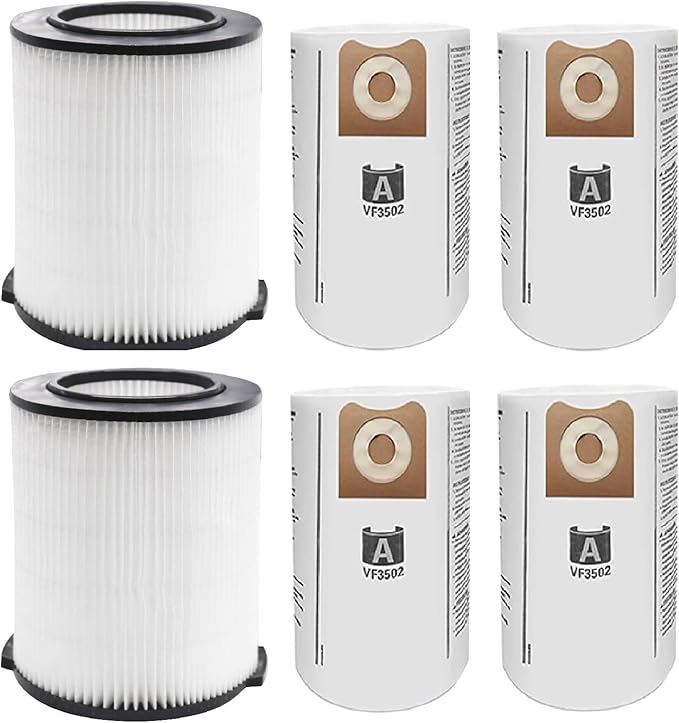 VF4000 Filter Replacement for Ridgid Shop Vac Filters 5-20 Gallon Ridgid Vacuum Filter 6-9 Gallon Husky Vacuum, with 2 Filter 4 Pack VF3502 Bags - AquaVibe